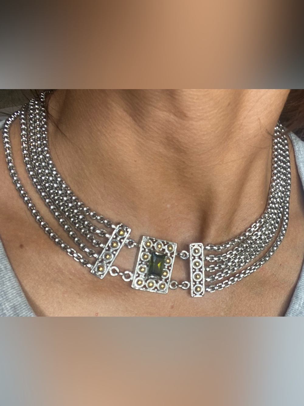 Multi strand Emerald Stone Necklace